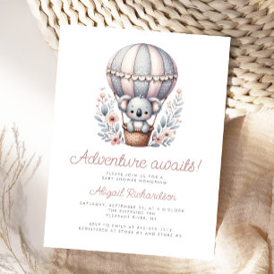 Adventure Awaits Koala Bear Balloon Baby Shower Postcard