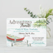 Adventure Awaits Lake and Canoe Baby Shower Invitation (Standing Front)
