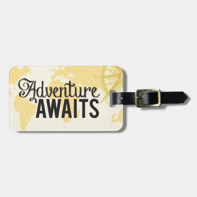 adventure awaits luggage tag