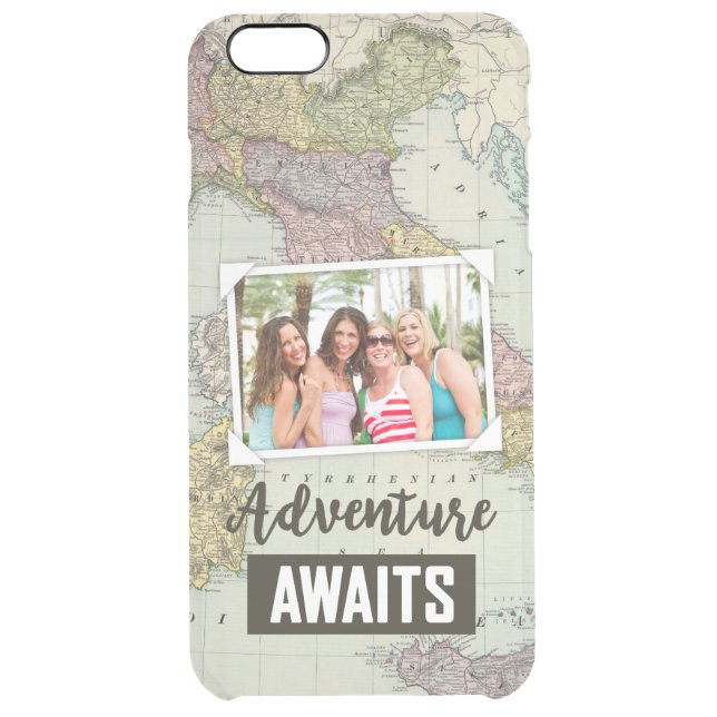 Adventure Awaits Map | Upload Your Own Photo Uncommon iPhone Case (Back)