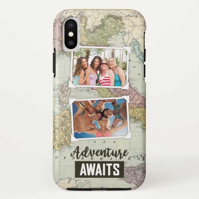 Adventure Awaits Map | Upload Your Own Photos Case-Mate iPhone Case (Back)