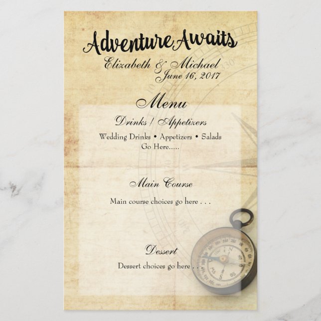 Adventure Awaits Menu Card (Front)