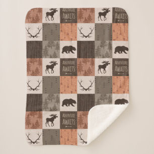 Adventure Awaits Minky/Sherpa Baby Blanket in Rust