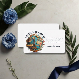 Adventure Awaits Modern Globe Baby Shower Enclosure Card