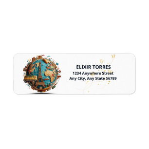 Adventure Awaits Modern Globe Baby Shower Label