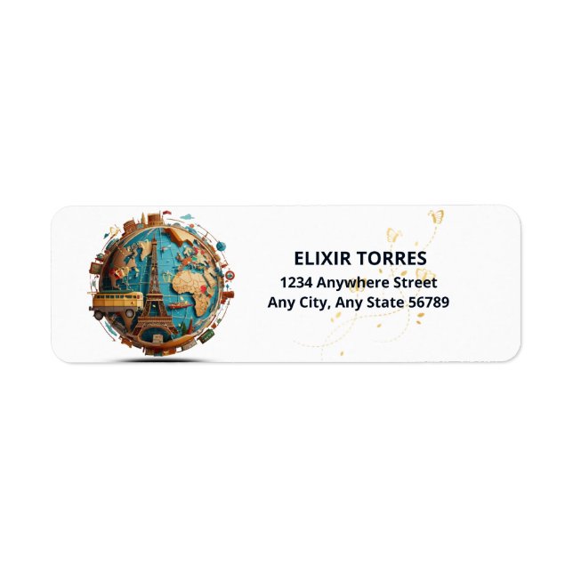 Adventure Awaits Modern Globe Baby Shower Label (Front)