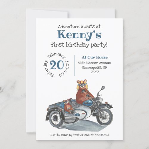 Adventure Awaits Motorcycle Boys Birthday Invitation