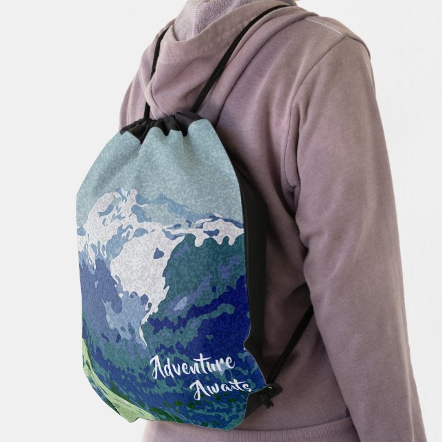 Adventure Awaits Mount Hood  Drawstring Bag (Insitu)