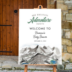 Adventure Awaits Mountain Baby Shower Welcome Foam Board