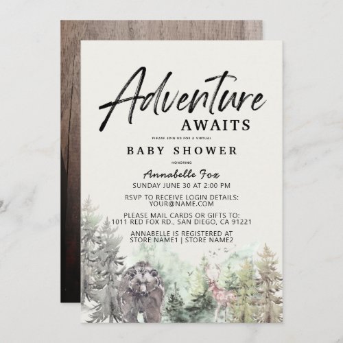 Adventure Awaits Mountain Bear Baby Shower Invitat Invitation