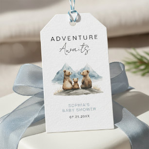 Adventure Awaits Mountain Bears Safari Baby Shower Gift Tags