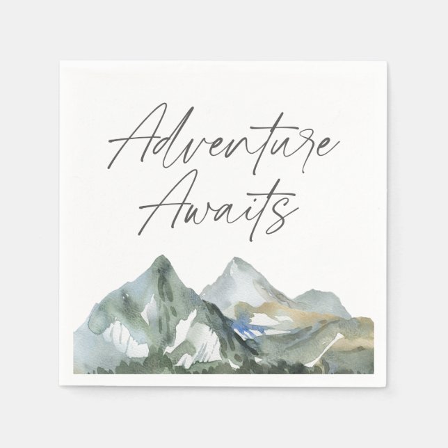 Adventure Awaits Mountain Boy Baby Shower Napkins (Front)