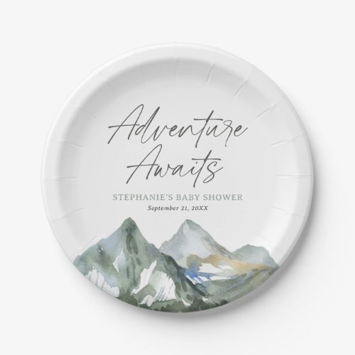Adventure Awaits Mountain Boy Baby Shower Paper Plates