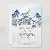 Adventure Awaits Mountain Forest Bridal Shower Invitation (Front)