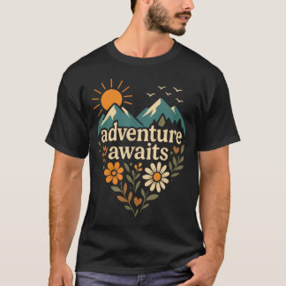 Adventure Awaits - Mountain Hiking Camping T-Shirt