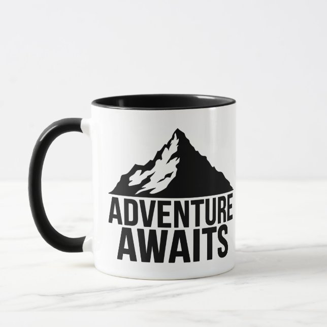 Adventure Awaits Mountain Hiking Design Mug (Left)