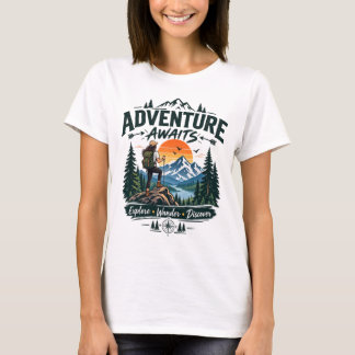 Adventure Awaits Mountain Hiking Outdoor T-Shirt