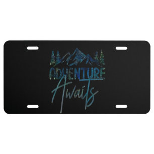 Adventure Awaits, Mountain License Plate