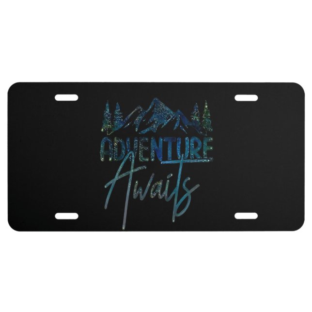 Adventure Awaits, Mountain License Plate (Front)