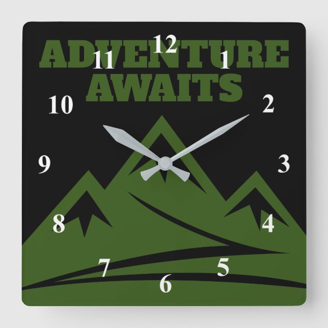 Adventure awaits mountain peak hiking trail square wall clock (Front)