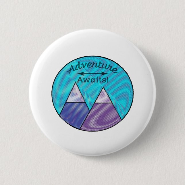 Adventure Awaits Mountain Peaks Button (Front)