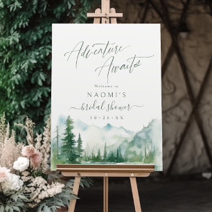 Adventure Awaits Mountain Rustic Bridal Shower Foam Board