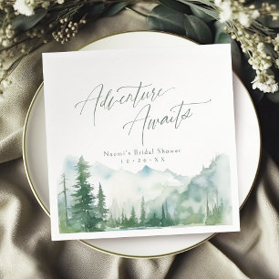 Adventure Awaits Mountain Rustic Bridal Shower Napkins