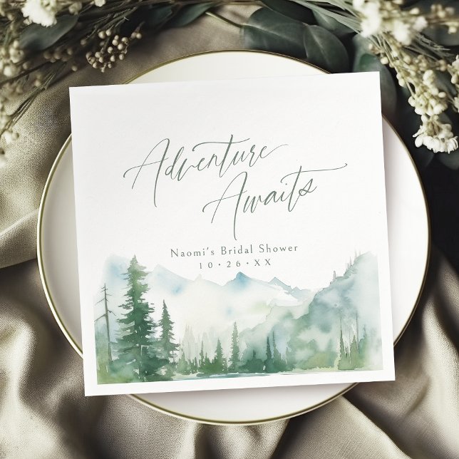 Adventure Awaits Mountain Rustic Bridal Shower Napkins (Adventure Awaits Mountain Rustic Bridal Shower Napkins)