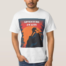 Adventure Awaits Mountain Silhouette Retro Sunset