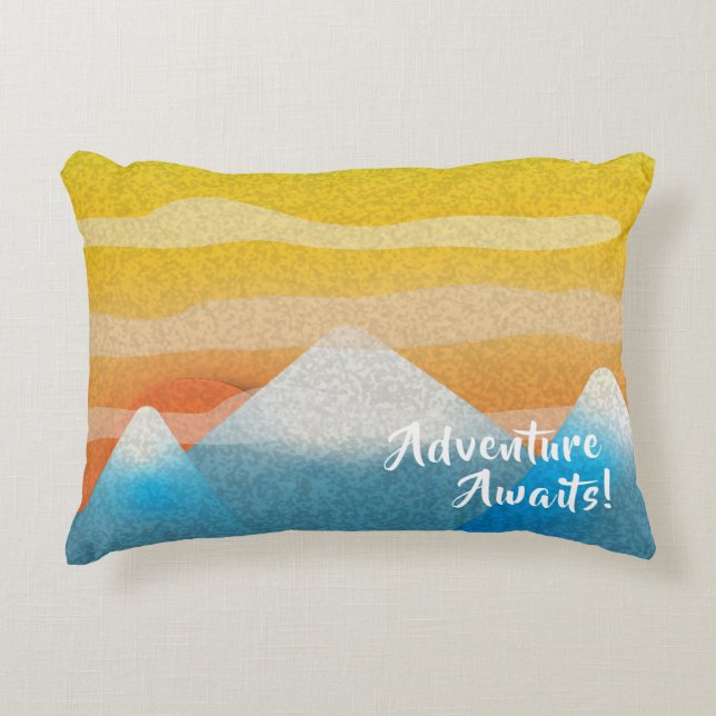 Adventure Awaits Mountain Sunset Accent Pillow (Front)