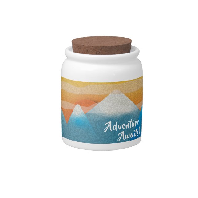 Adventure Awaits Mountain Sunset Candy Jar (Front)