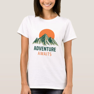Adventure Awaits Mountain Sunset Graphic T-Shirt