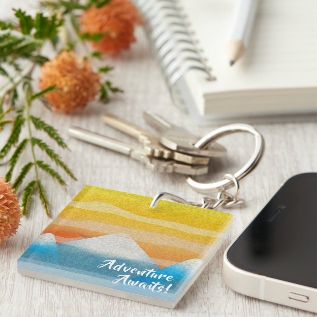 Adventure Awaits Mountain Sunset Keychain (Front Right)