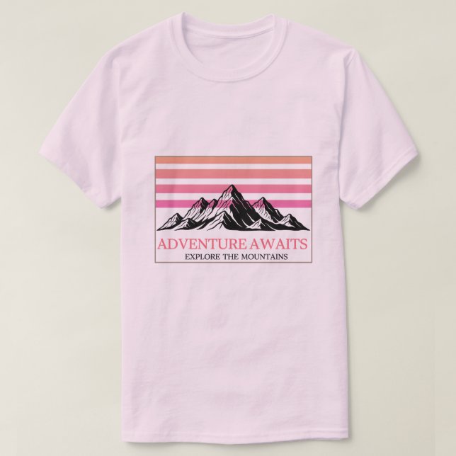 Adventure Awaits Mountain Sunset T-Shirt (Design Front)