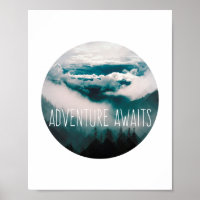 Adventure Awaits - Mountains and Sky Poster