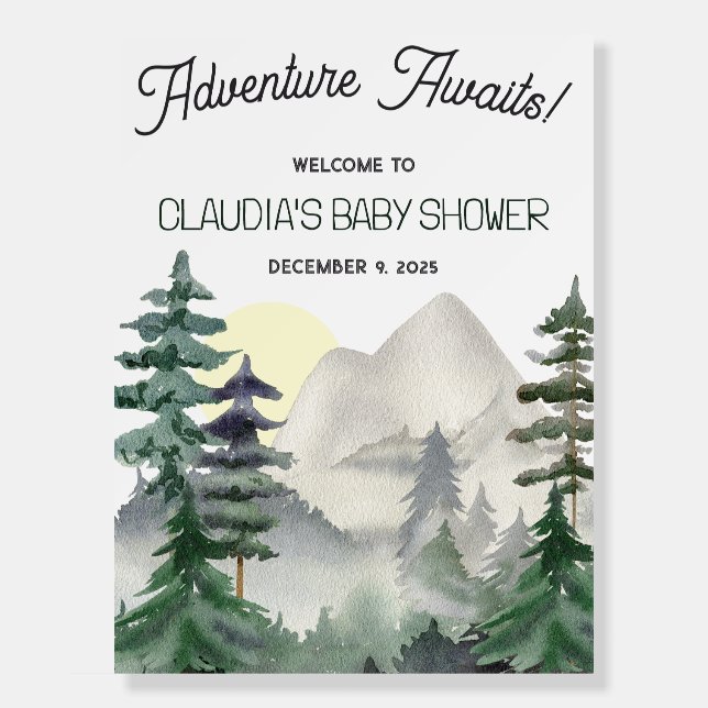 Adventure Awaits! Mountains & Forest Welcome Foam Board (Front)