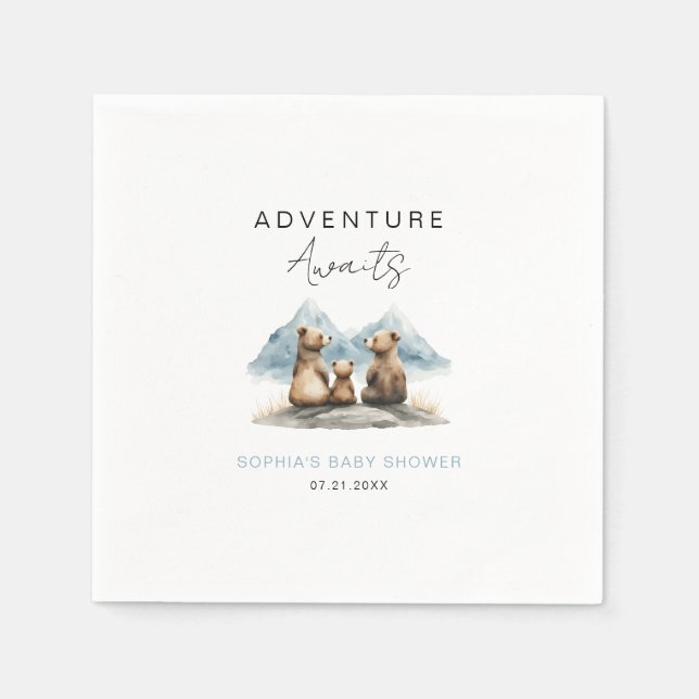 Adventure Awaits Mountains Safari Baby Shower  Napkins (Front)