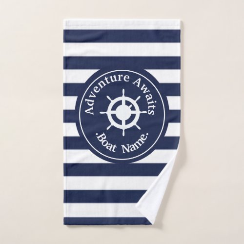 Adventure Awaits Name Your Boat  Hand Towel