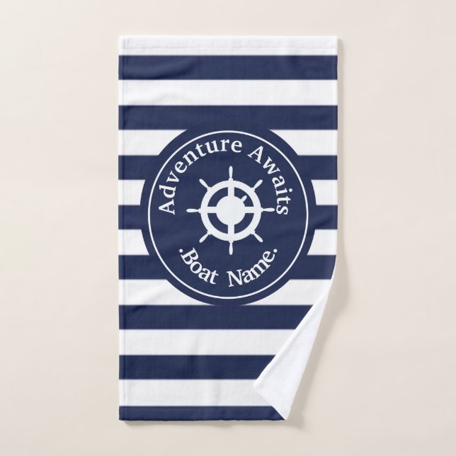 Adventure Awaits. Name Your Boat.  Hand Towel (Hand Towel)