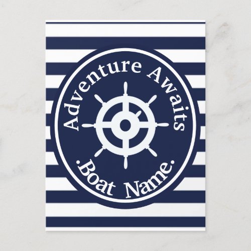Adventure Awaits Name Your Boat  Holiday Postcard
