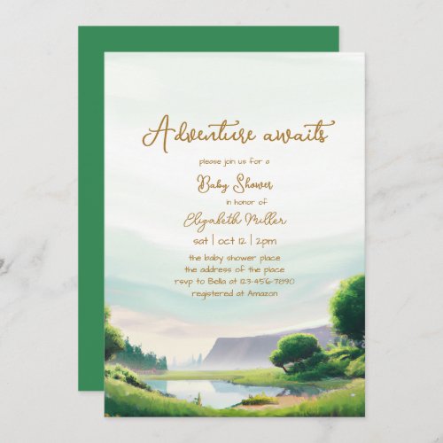 Adventure Awaits Nature Boy Girl Baby Shower Invitation