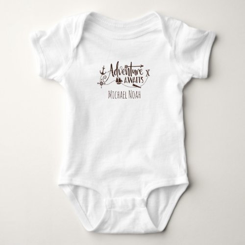 Adventure Awaits Nautical Personalized Baby Bodysuit