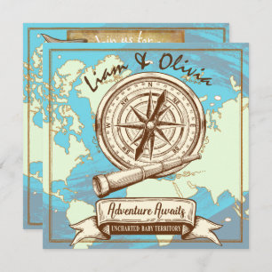 Adventure Awaits Nautical Travel Rustic Invitation