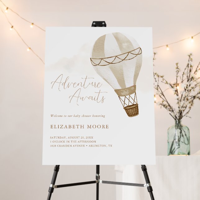 Adventure Awaits Neutral Hot Air Balloon | Foam Board (In Situ (Stand))