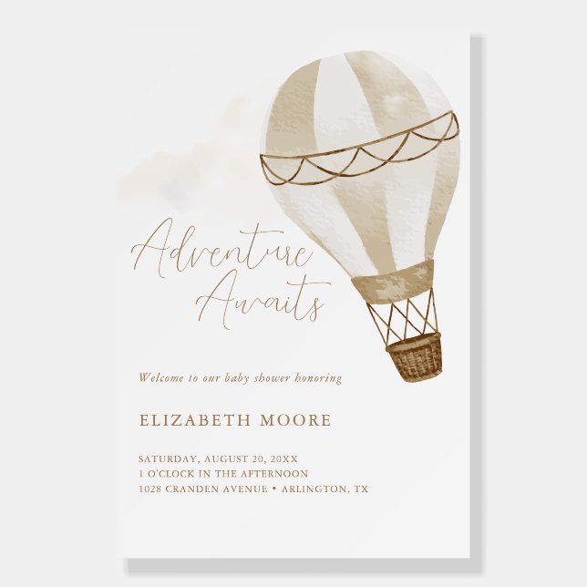 Adventure Awaits Neutral Hot Air Balloon | Foam Board (Front)