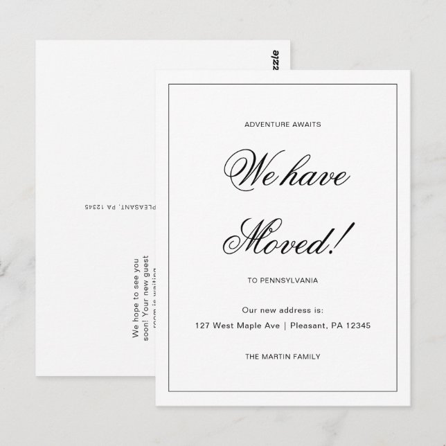 Adventure Awaits New Address Moving Announcement Postcard (Front/Back)