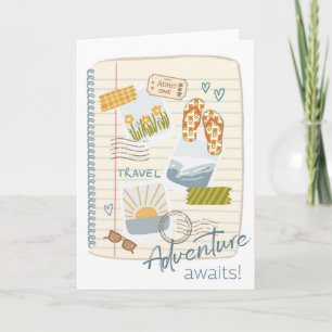 Adventure Awaits New Begining Travel Goodbye Card