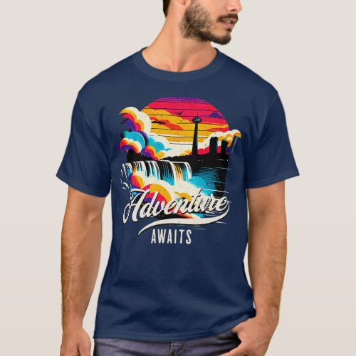 Adventure Awaits Niagara Falls Vintage Design T_Shirt