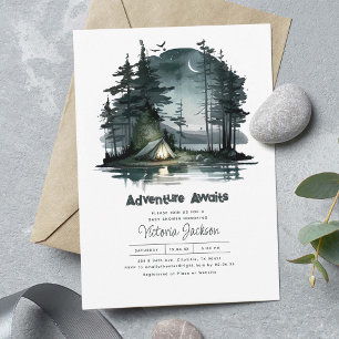 Adventure Awaits Night Sky Nature Baby Shower Invitation