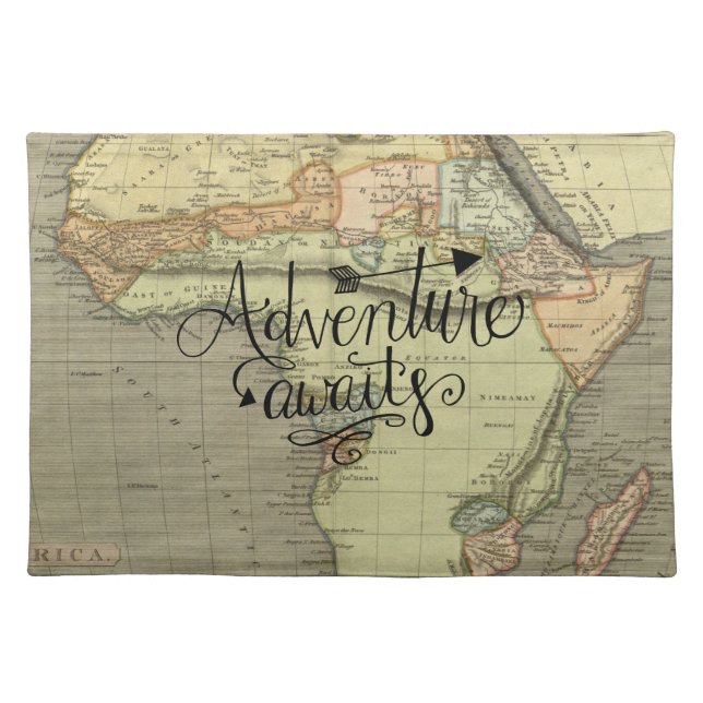 Adventure Awaits Old World Map  Cloth Placemat (Front)